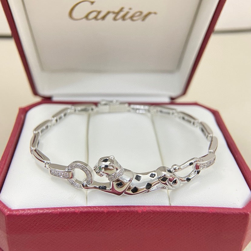 [⭐Spark]PANTHERE HALF DIAMOND ON CHAIN BRACELET