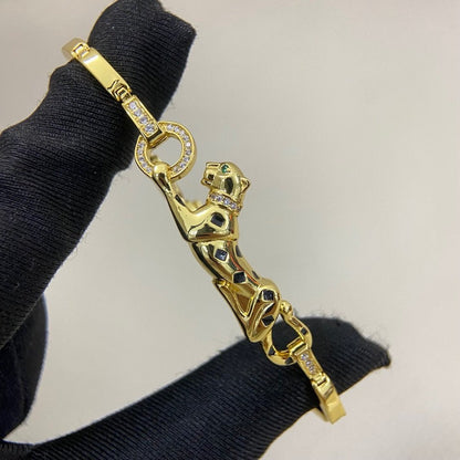 [⭐Spark]PANTHERE HALF DIAMOND ON CHAIN BRACELET