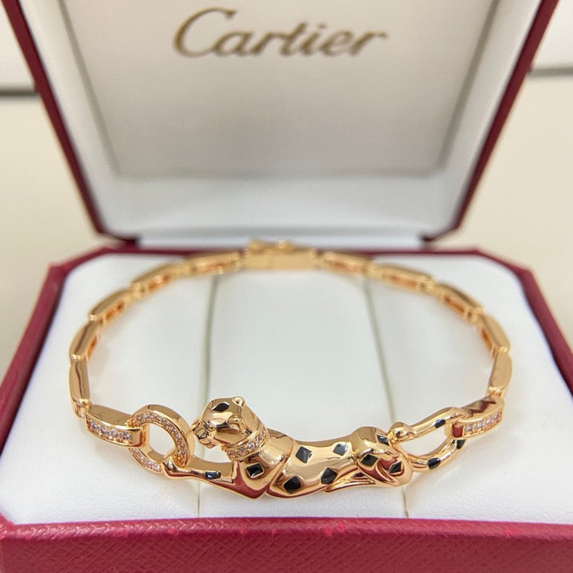 [⭐Spark]PANTHERE HALF DIAMOND ON CHAIN BRACELET