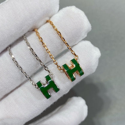 [⭐Spark]POP H GREEN NECKLACE SILVER AND GOLD