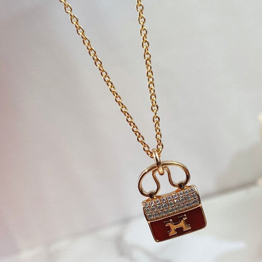 [⭐Spark]CONSTANCE RED PEDANT PINK GOLD NECKLACE