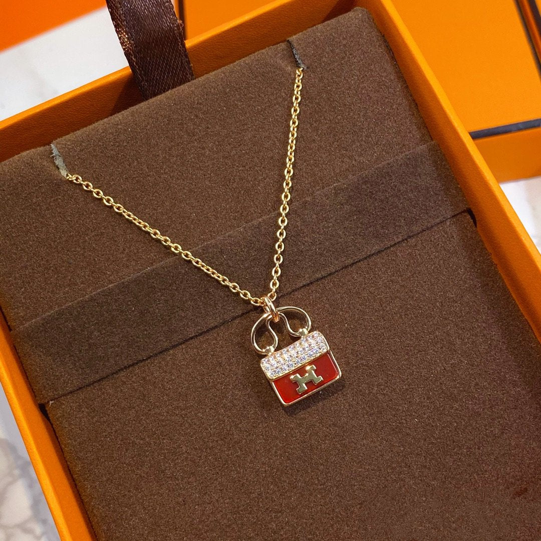 [⭐Spark]CONSTANCE RED PEDANT PINK GOLD NECKLACE