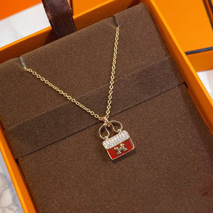 [⭐Spark]CONSTANCE RED PEDANT PINK GOLD NECKLACE