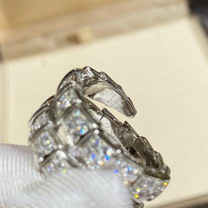 [⭐Spark]SERPENTI DOUBLE RING SILVER DIAMOND PAVED