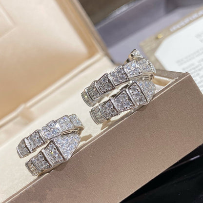 [⭐Spark]SERPENTI DOUBLE RING SILVER DIAMOND PAVED