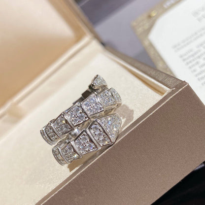 [⭐Spark]SERPENTI DOUBLE RING SILVER DIAMOND PAVED