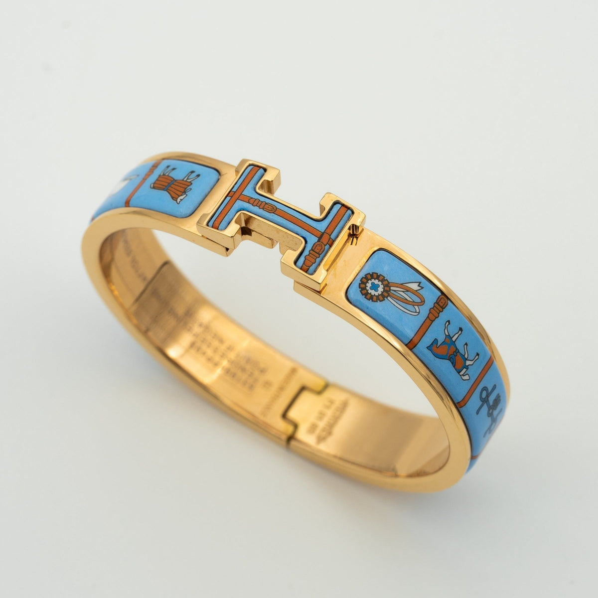 [⭐Spark]H PINK GOLD BRACELET BLUE CERAMIC