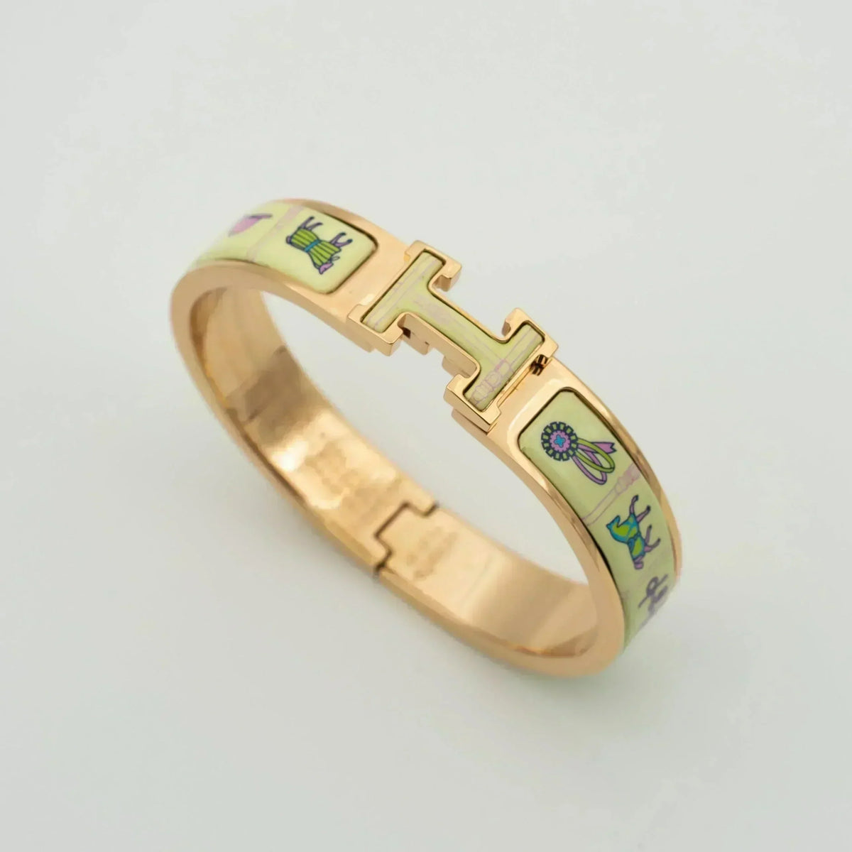 [⭐Spark]H PINK GOLD BRACELET CREAM CERAMIC
