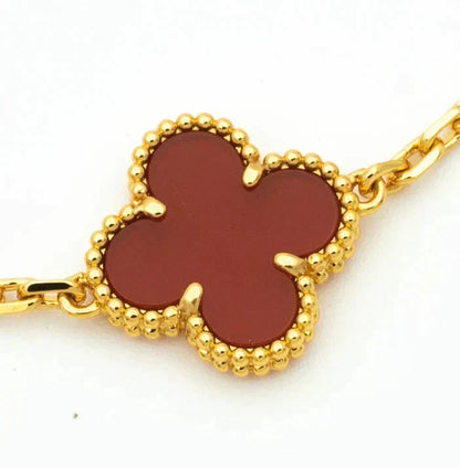 [⭐Spark] CLOVER 5 MOTIF RED CORNELIAN BRACELET COLLECTION
