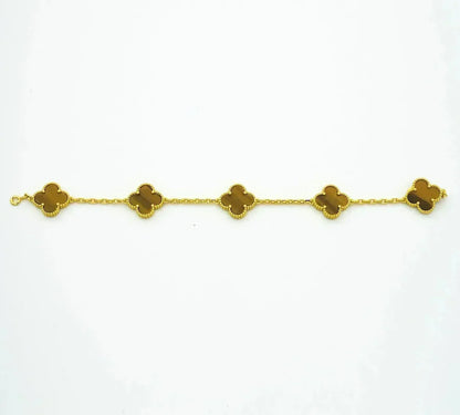 [⭐Spark] CLOVER 5 MOTIFS TIGER EYE BRACELET COLLECTION