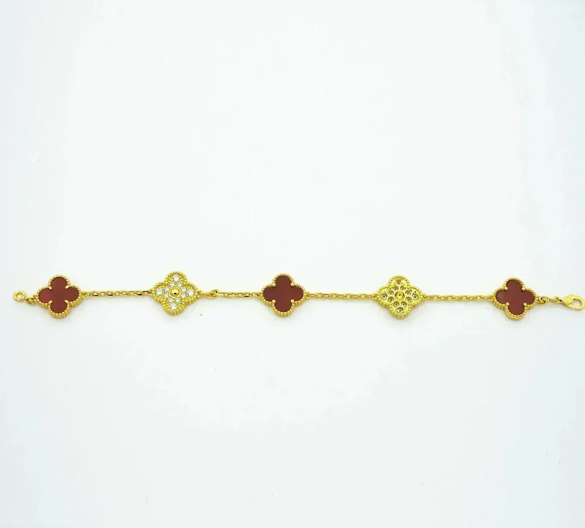 [⭐Spark] CLOVER 5 MOTIF RED CORNELIAN BRACELET COLLECTION