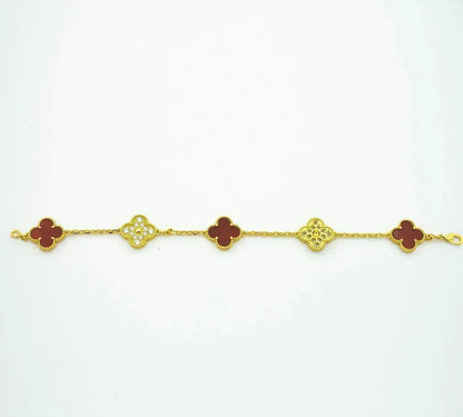 [⭐Spark] CLOVER 5 MOTIF RED CORNELIAN BRACELET COLLECTION
