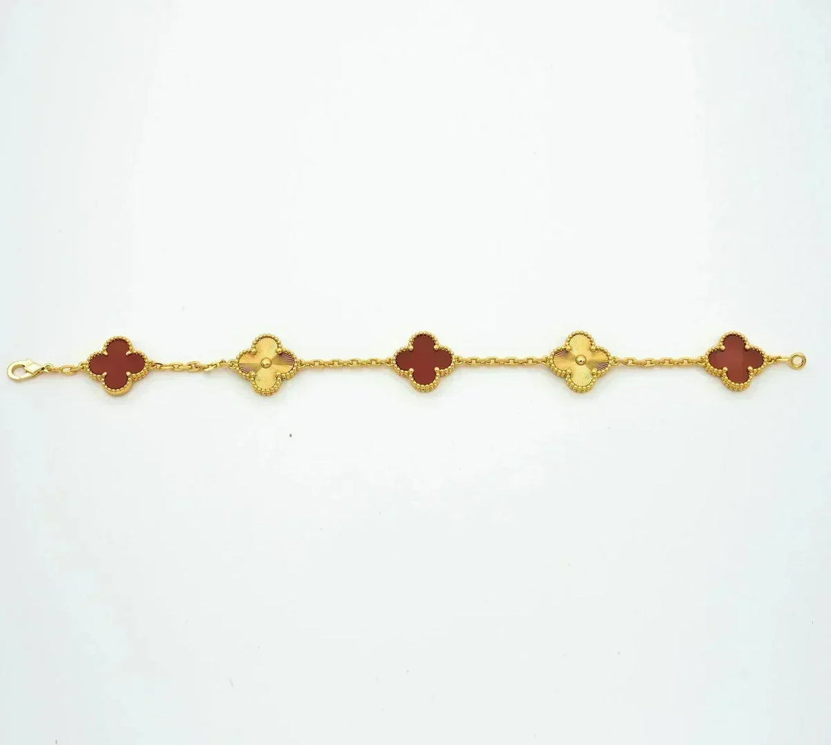 [⭐Spark] CLOVER 5 MOTIF RED CORNELIAN BRACELET COLLECTION