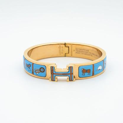 [⭐Spark]H PINK GOLD BRACELET BLUE CERAMIC