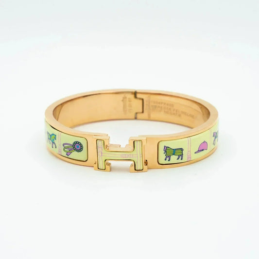 [⭐Spark]H PINK GOLD BRACELET CREAM CERAMIC