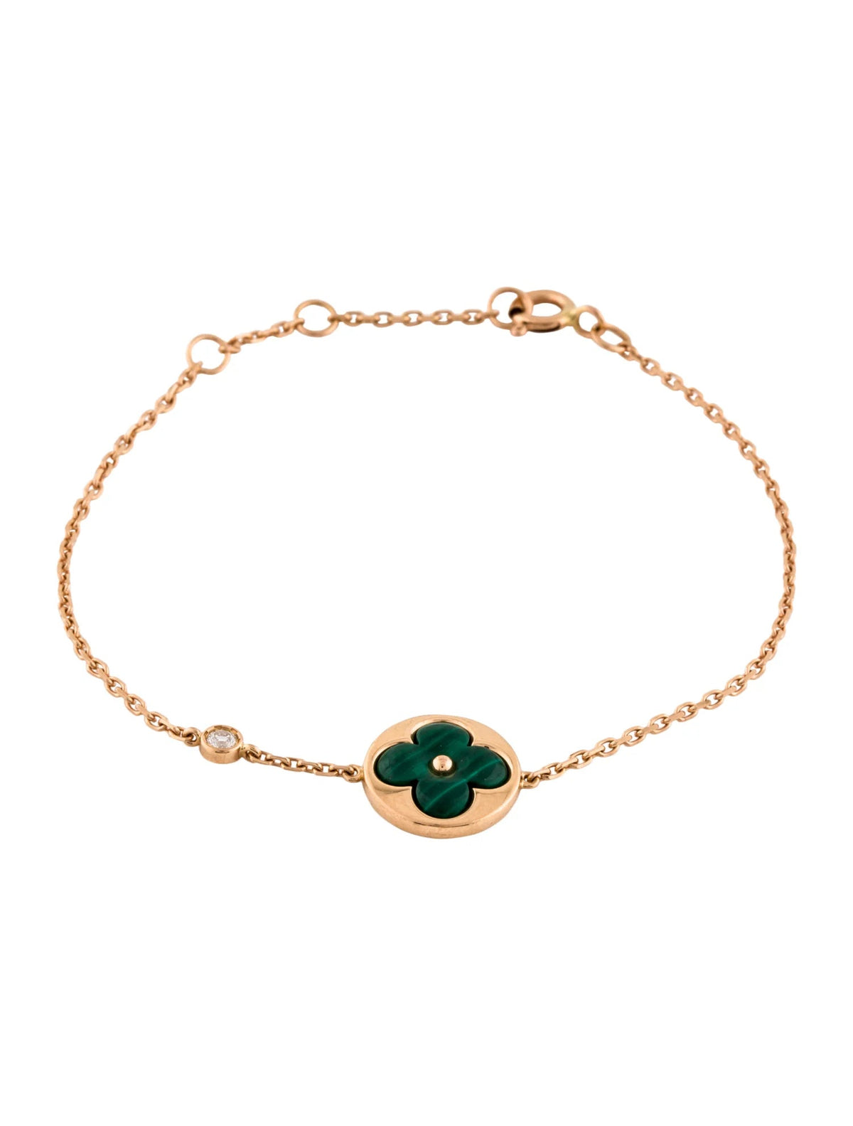 [⭐Spark]SUN MALACHITE 1 DIAMOND PINK GOLD BRACELET