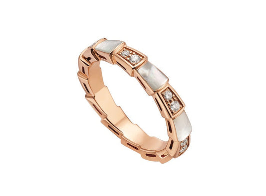 [⭐Spark]SERPENTI RING PINK GOLD DIAMOND MOP 3MM