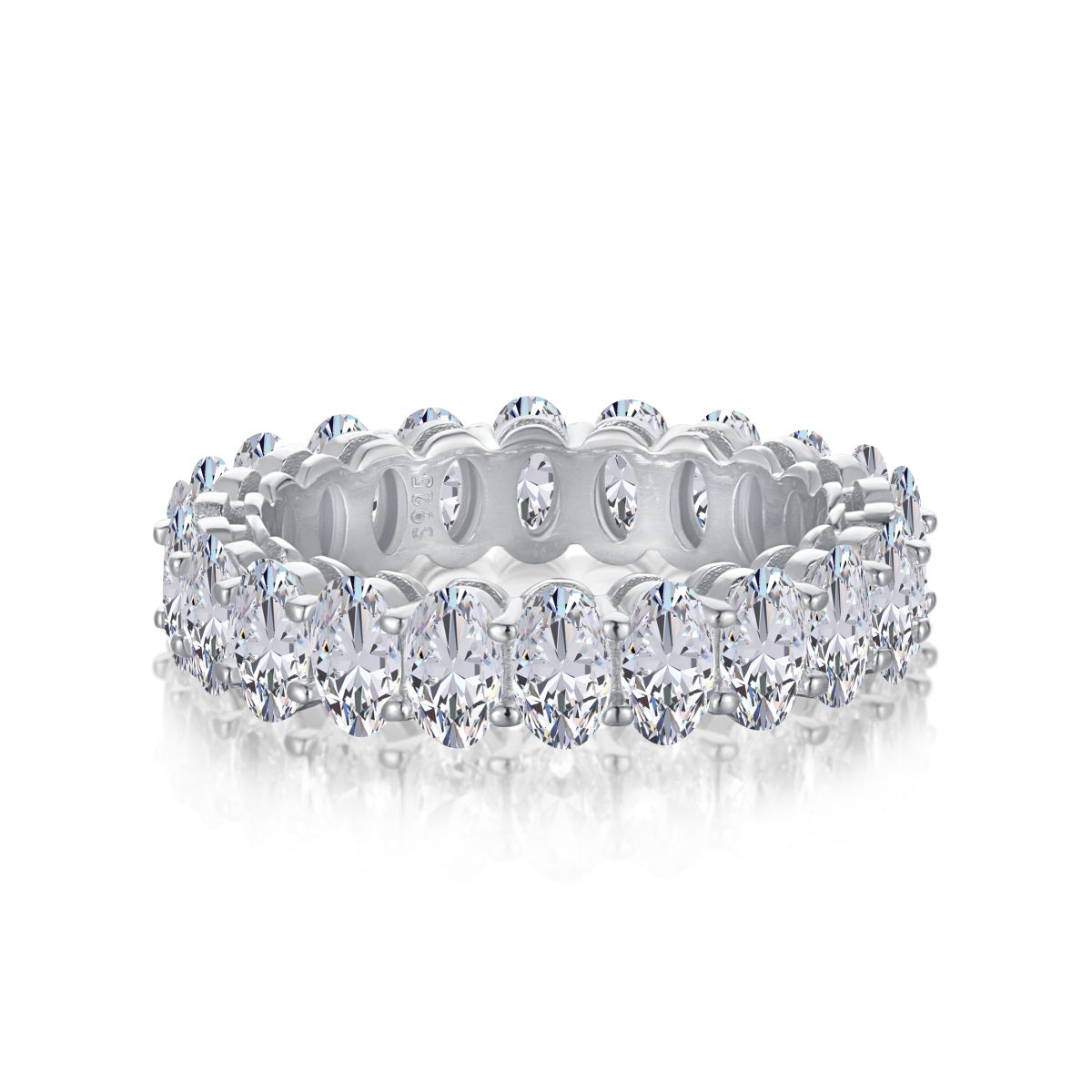 [Spark Jewelry]Ornate Oval Cut Tennis Ring