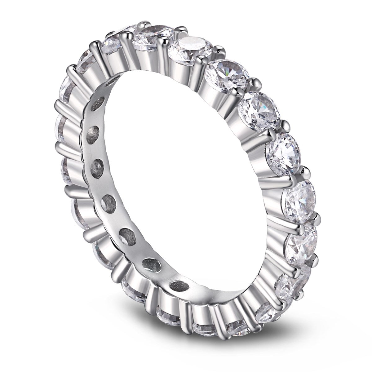 [Spark Jewelry]Sparkling Round Cut Tennis Ring