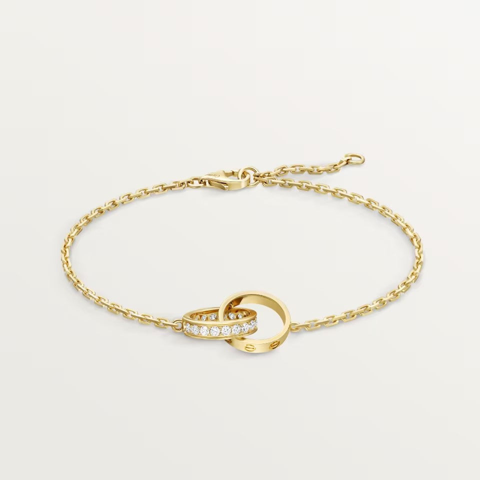 [⭐Spark]LOVE DOUBLE RING HALF DIAMOND BRACELET