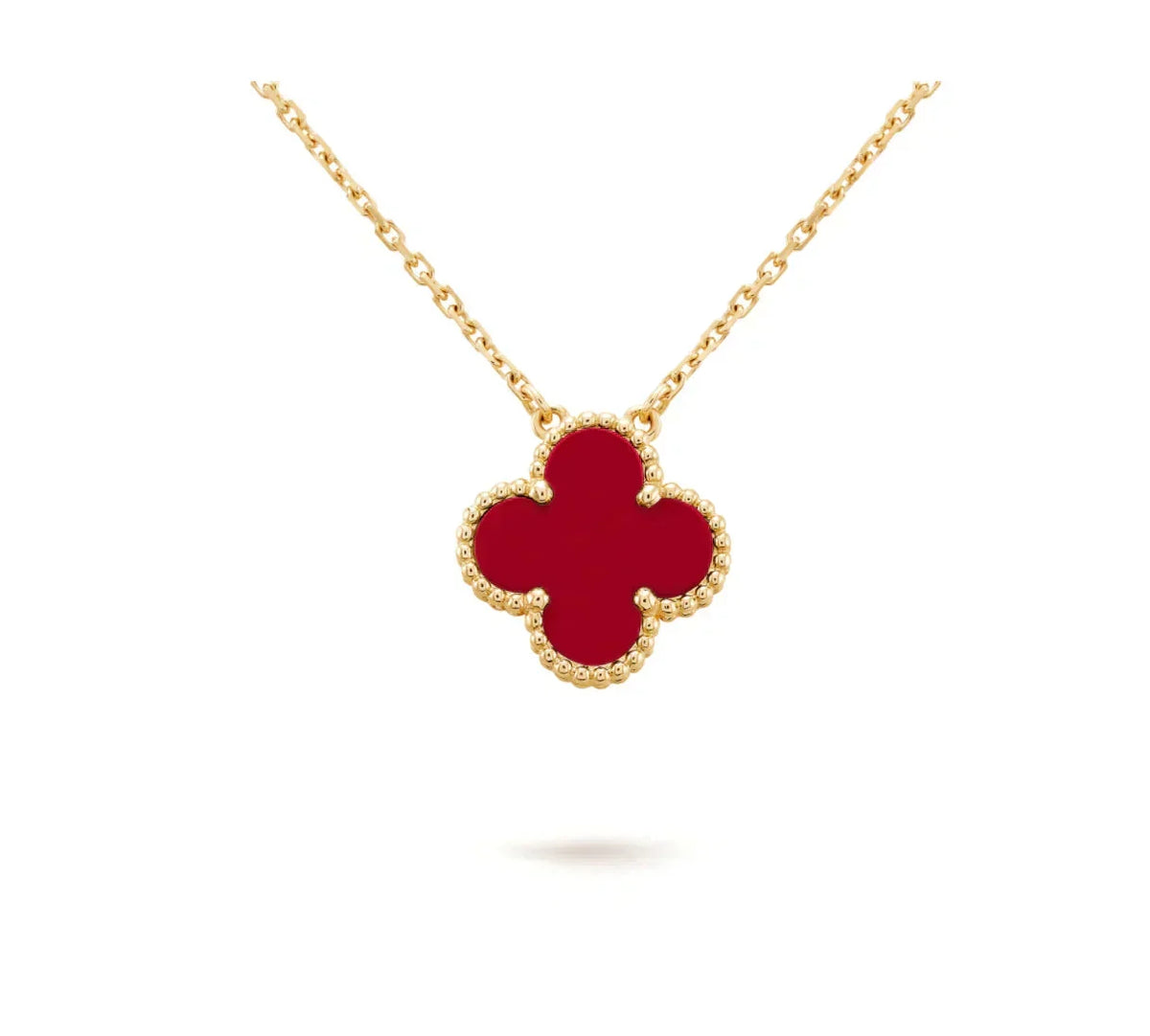 [⭐Spark]CLOVER 15MM CARNELIAN SINGLE FLOWER NECKLACE