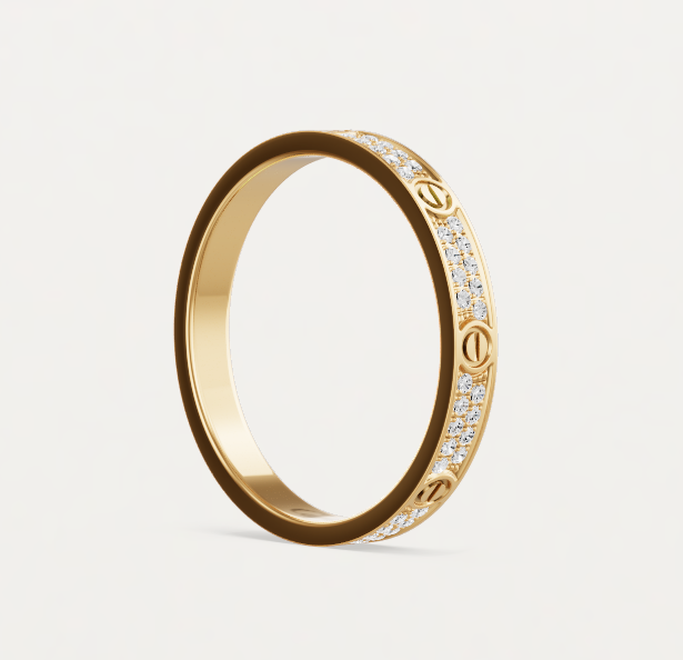 [⭐Spark]LOVE RING 2.6mm-wide full-diamond ring Gold