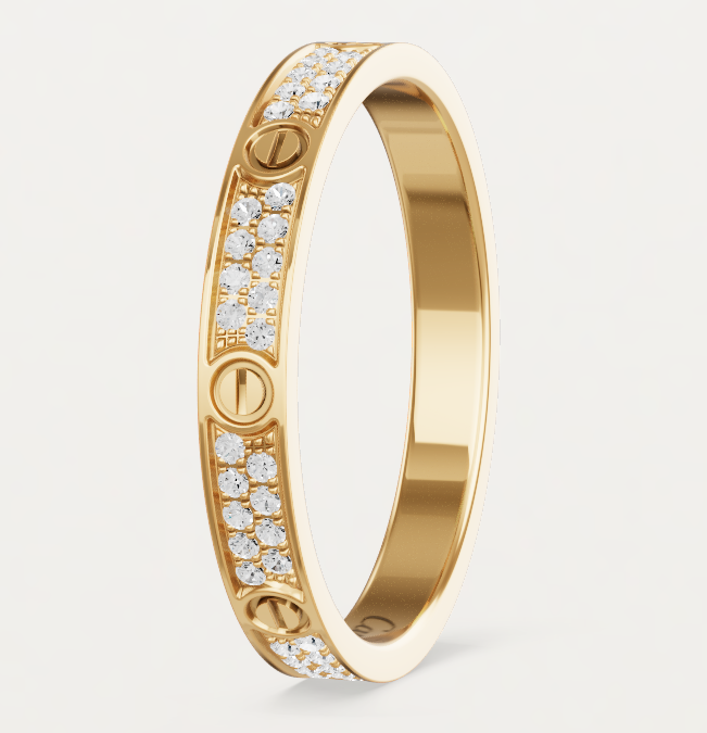 [⭐Spark]LOVE RING 2.6mm-wide full-diamond ring Gold