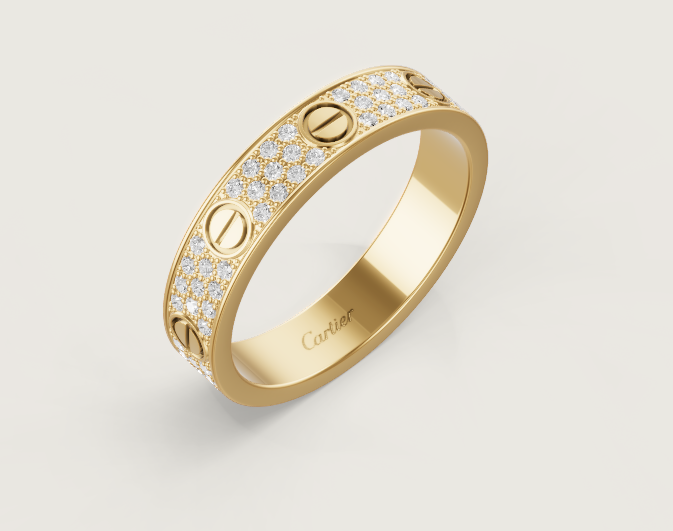 [⭐Spark]LOVE RING 4mm-wide full-diamond ring GOLD