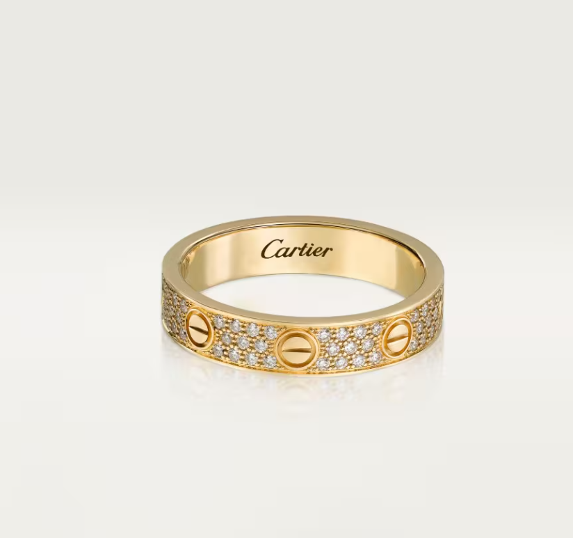 [⭐Spark]LOVE RING 4mm-wide full-diamond ring GOLD