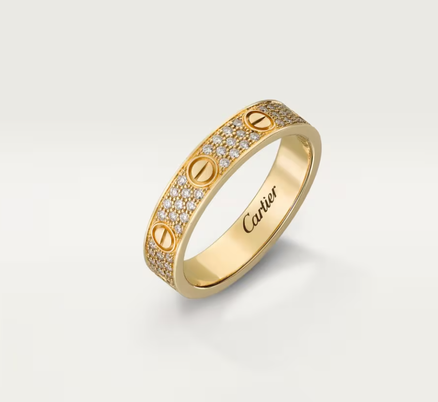 [⭐Spark]LOVE RING 4mm-wide full-diamond ring GOLD