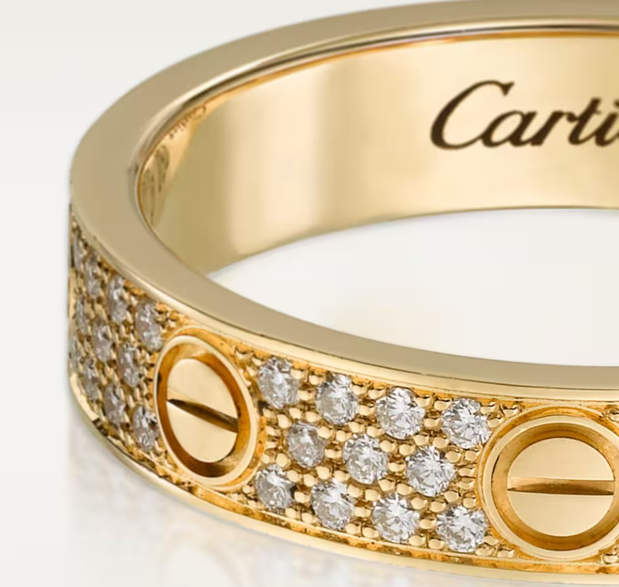 [⭐Spark]LOVE RING 4mm-wide full-diamond ring GOLD