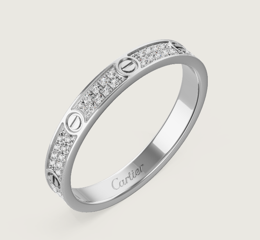 [⭐Spark]LOVE RING 2.6mm-wide full-diamond ring silver