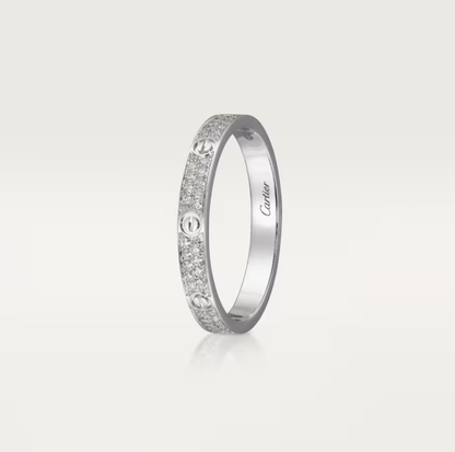 [⭐Spark]LOVE RING 2.6mm-wide full-diamond ring silver