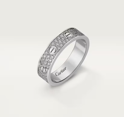 [⭐Spark]LOVE RING 4mm-wide full-diamond ring silver
