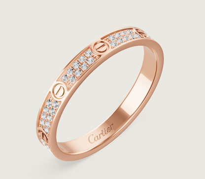[⭐Spark]LOVE RING 2.6mm-wide full-diamond ring Rose Gold