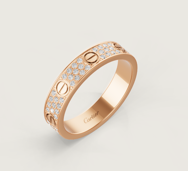 [⭐Spark]LOVE RING 4mm-wide full-diamond ring Rose Gold