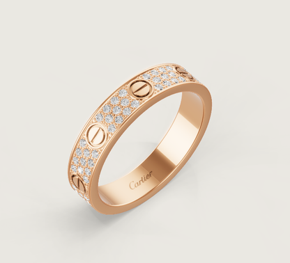 [⭐Spark]LOVE RING 4mm-wide full-diamond ring Rose Gold