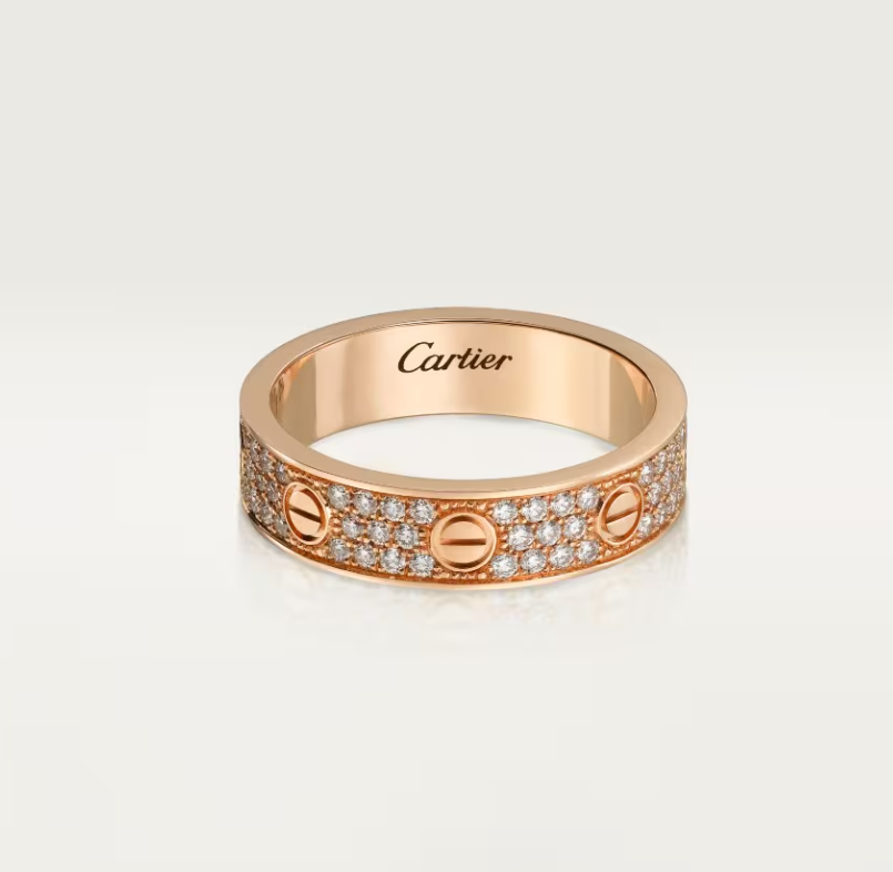 [⭐Spark]LOVE RING 4mm-wide full-diamond ring Rose Gold