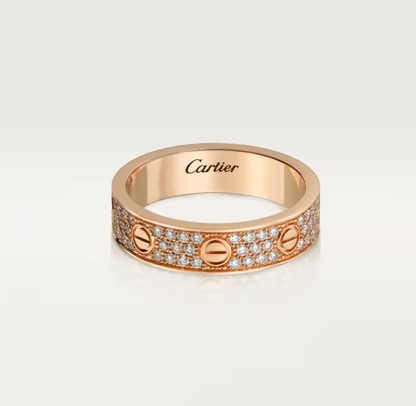 [⭐Spark]LOVE RING 4mm-wide full-diamond ring Rose Gold