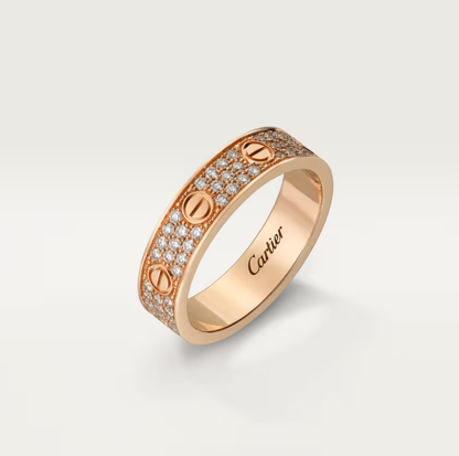 [⭐Spark]LOVE RING 4mm-wide full-diamond ring Rose Gold
