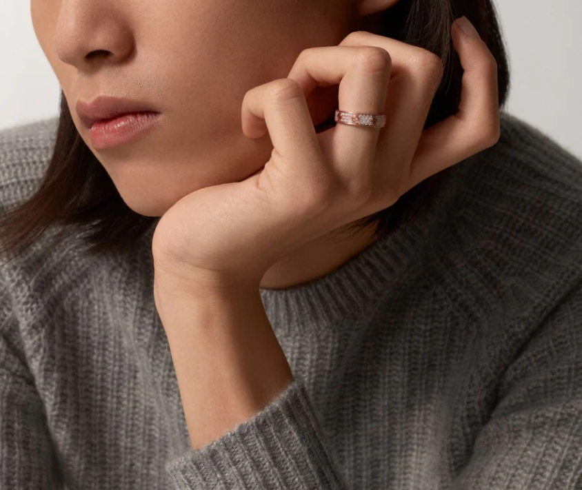[⭐Spark]LOVE RING 4mm-wide full-diamond ring Rose Gold