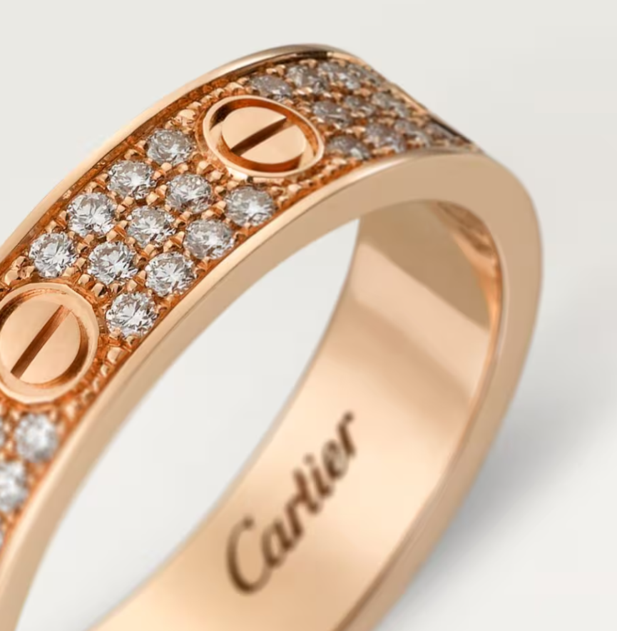 [⭐Spark]LOVE RING 4mm-wide full-diamond ring Rose Gold