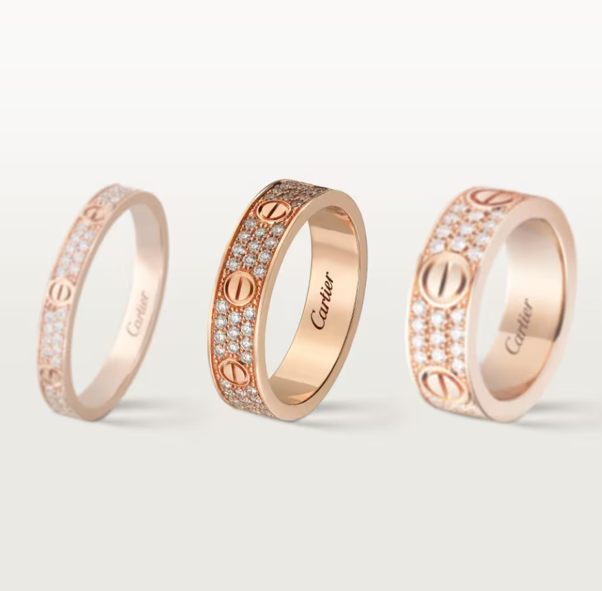 [⭐Spark]LOVE RING 4mm-wide full-diamond ring Rose Gold