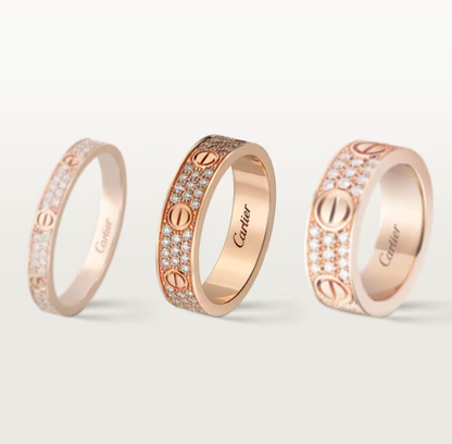 [⭐Spark]LOVE RING 4mm-wide full-diamond ring Rose Gold