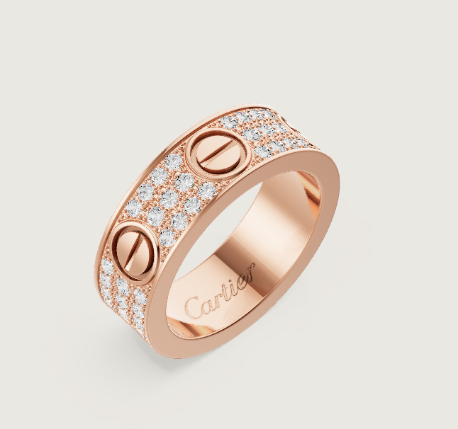 [⭐Spark]LOVE RING 6.5mm-wide full-diamond ring Rose Gold