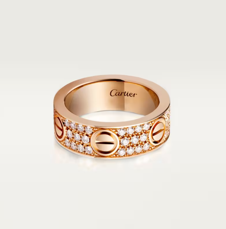 [⭐Spark]LOVE RING 6.5mm-wide full-diamond ring Rose Gold