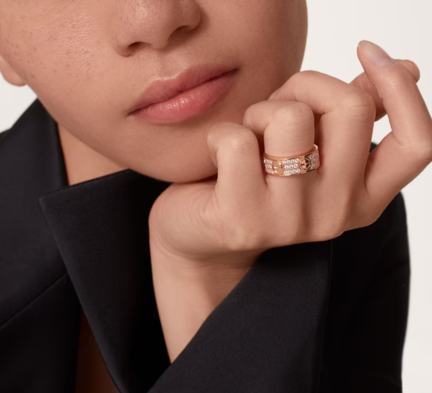 [⭐Spark]LOVE RING 6.5mm-wide full-diamond ring Rose Gold