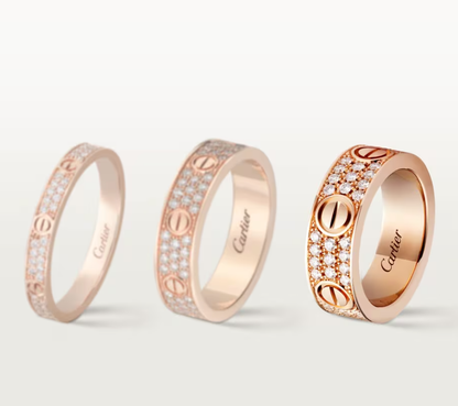 [⭐Spark]LOVE RING 6.5mm-wide full-diamond ring Rose Gold