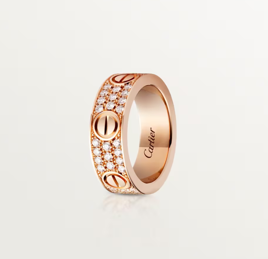 [⭐Spark]LOVE RING 6.5mm-wide full-diamond ring Rose Gold