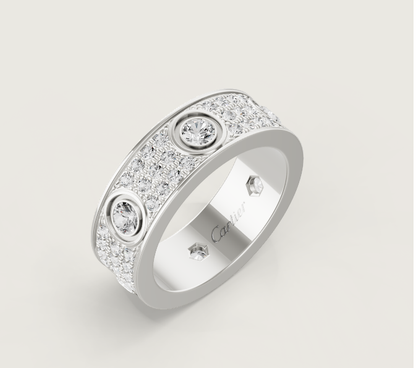 [⭐Spark]LOVE RING 6.5MM Full Diamond, 6 Major Diamonds Silver